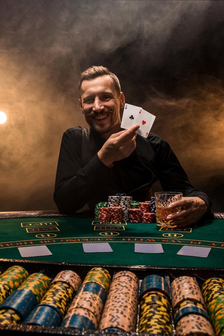 Pemain menempatkan taruhan pada meja live baccarat